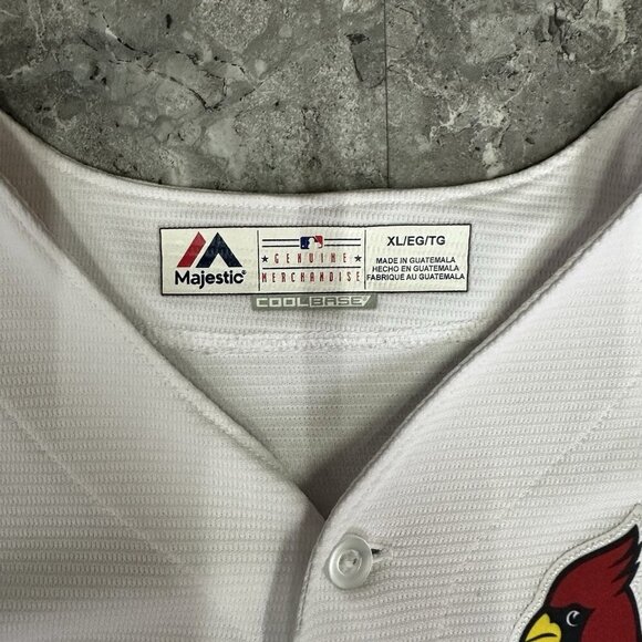 St. Louis Cardinals Majestic Cool Base Jersey Men's Size XL White Red - Picture 3 of 6